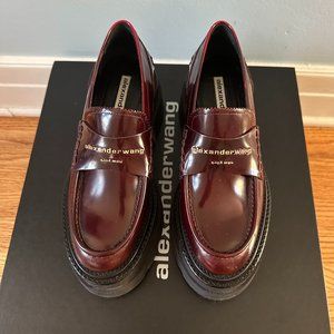 Alexander Wang Carter Leather Platform Loafers Oxblood SZ 38.5 (8.5)